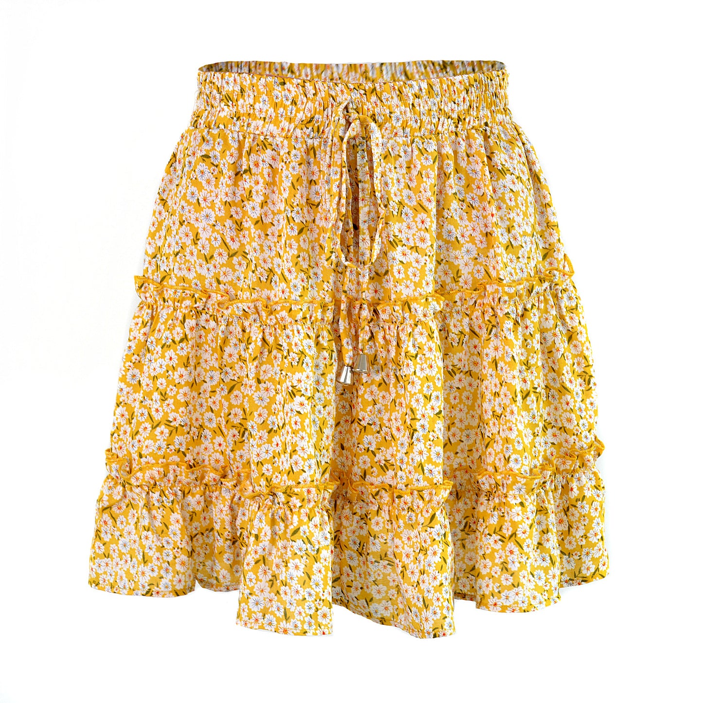 Women's Summer High Waist Ruffles Floral Printing Skirts