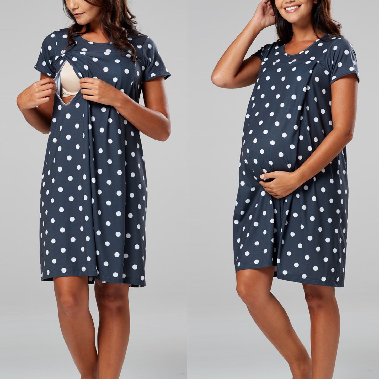 Dot Print Delivery Hospital Sleeve Two Dresses