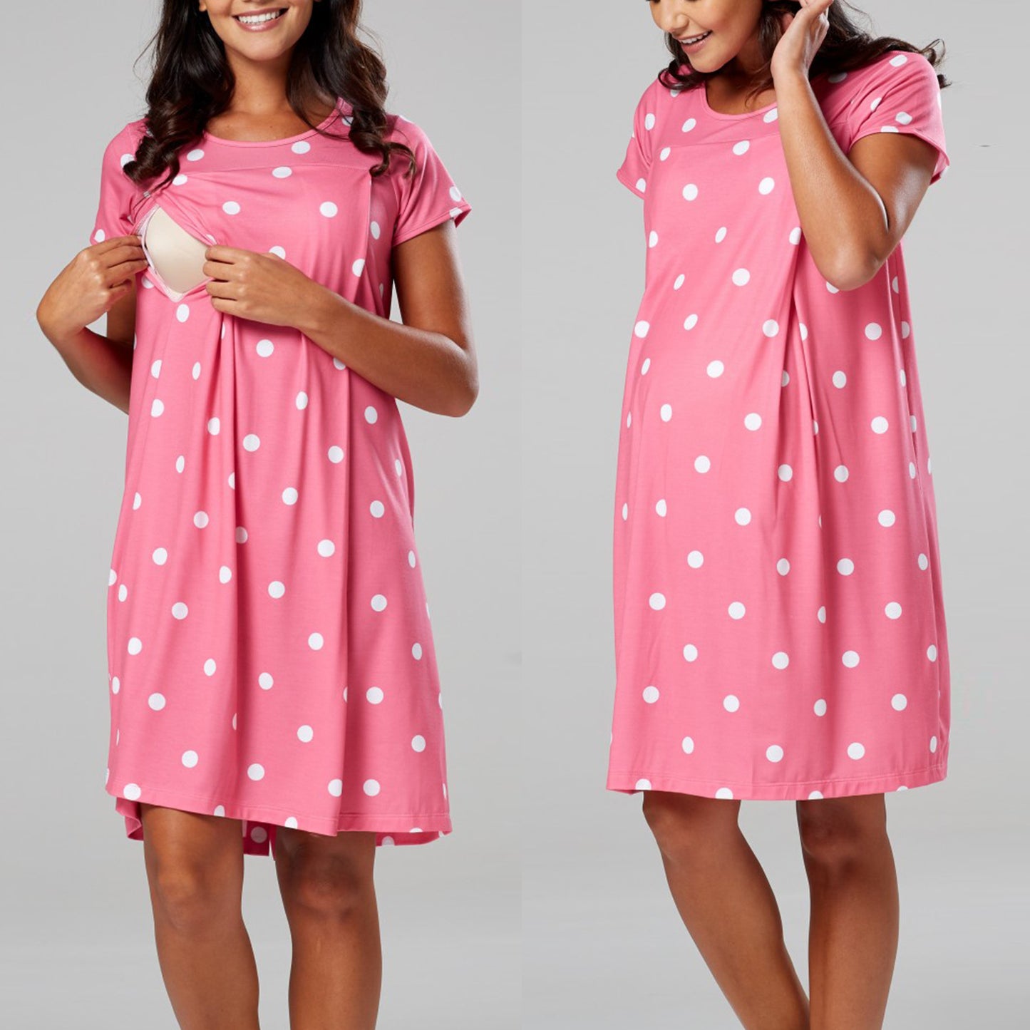 Dot Print Delivery Hospital Sleeve Two Dresses