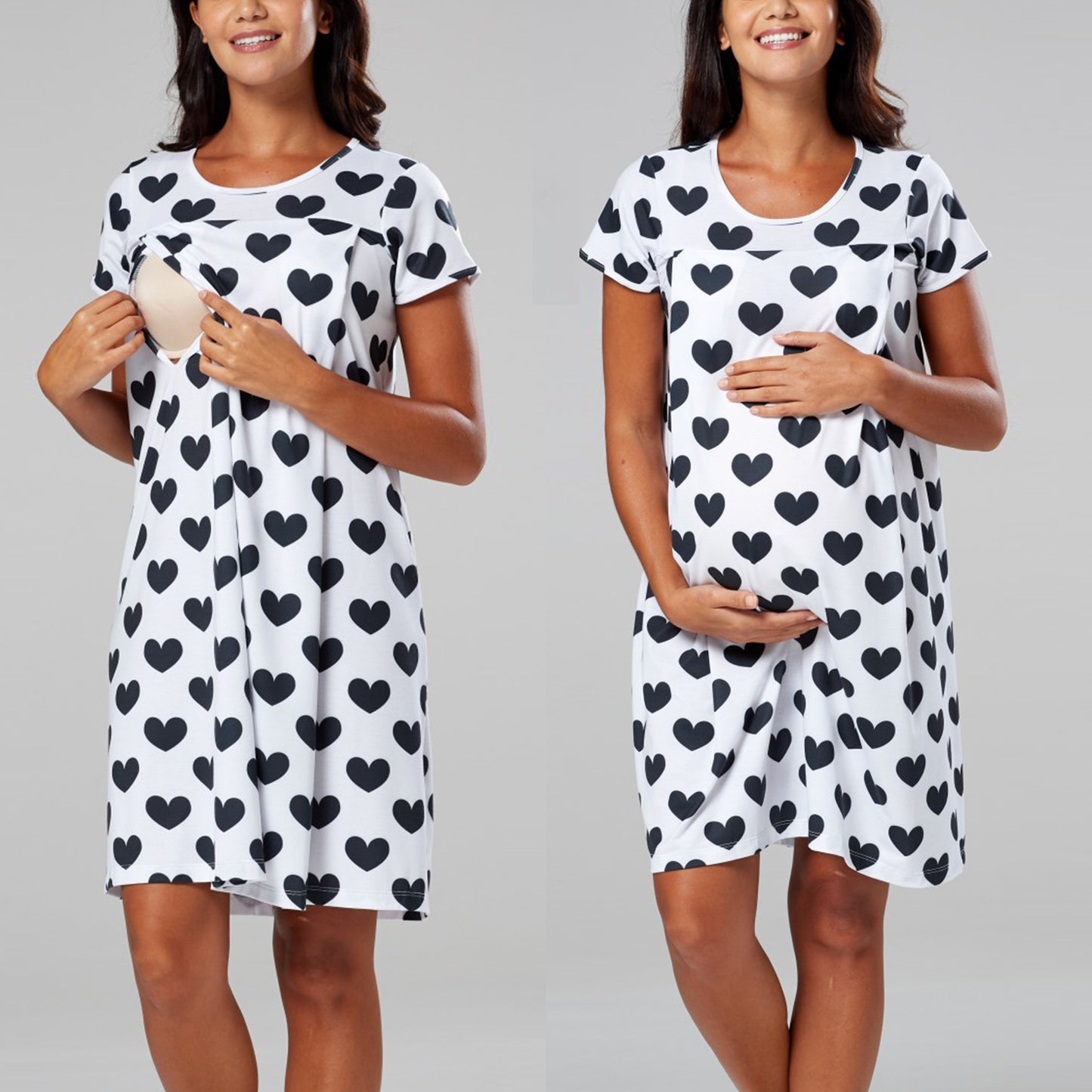 Dot Print Delivery Hospital Sleeve Two Dresses