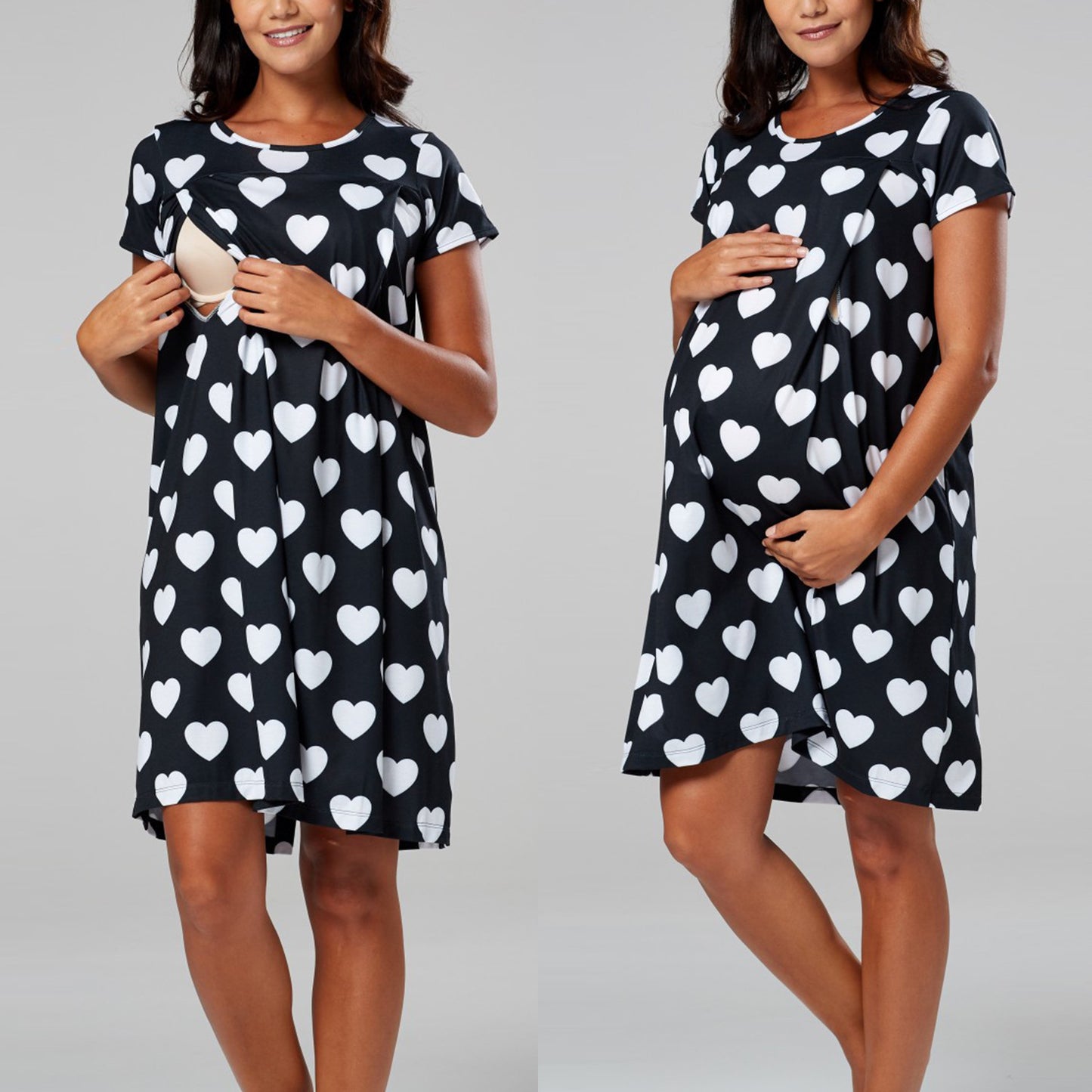 Dot Print Delivery Hospital Sleeve Two Dresses