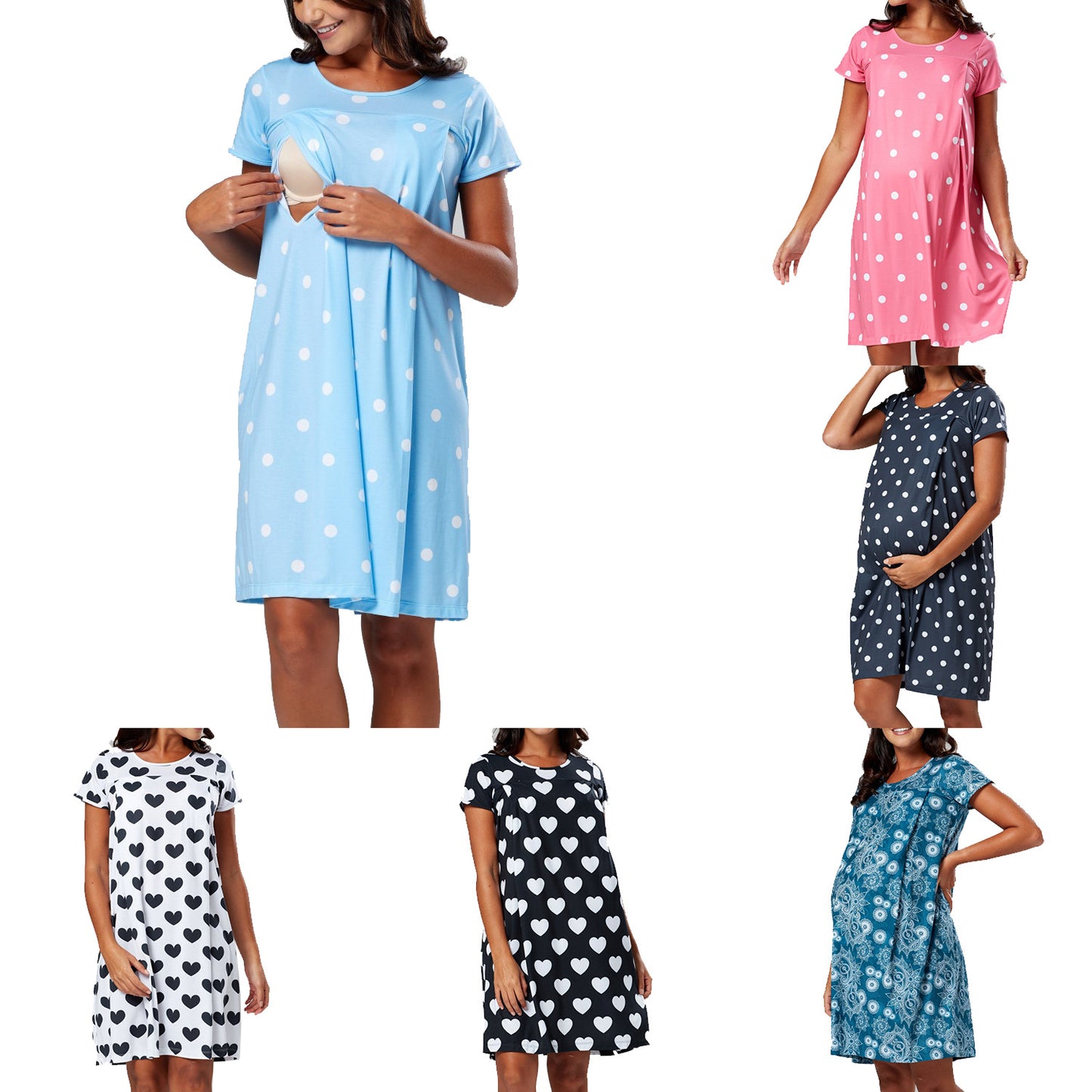 Dot Print Delivery Hospital Sleeve Two Dresses