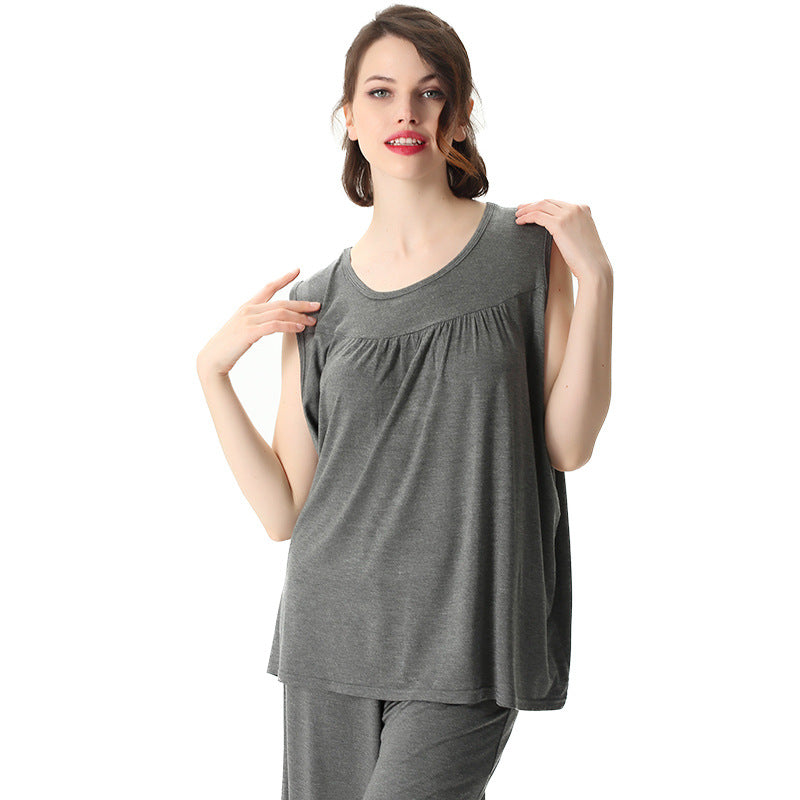 Women's Casual Loose Stretch Cotton Home Two-piece Plus Size