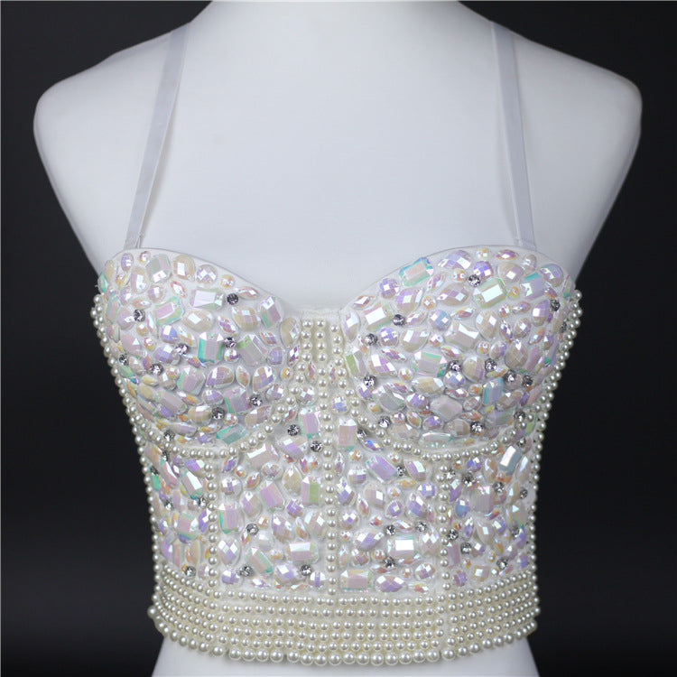 Women's Rhinestone Bead Corset Club Party Glitter Costumes