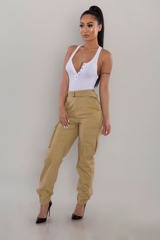 Pantalon décontracté à ceinture pour femme élégant et ample