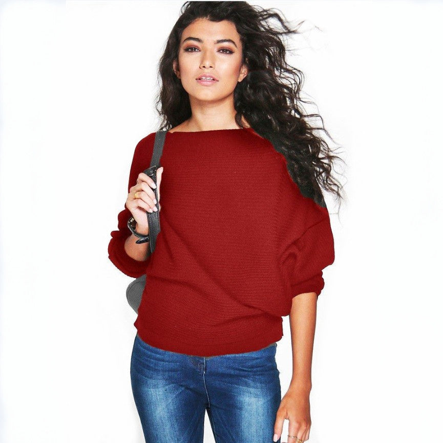 Women's Winter Fashion Loose Batwing Sleeve Knitted Sweaters