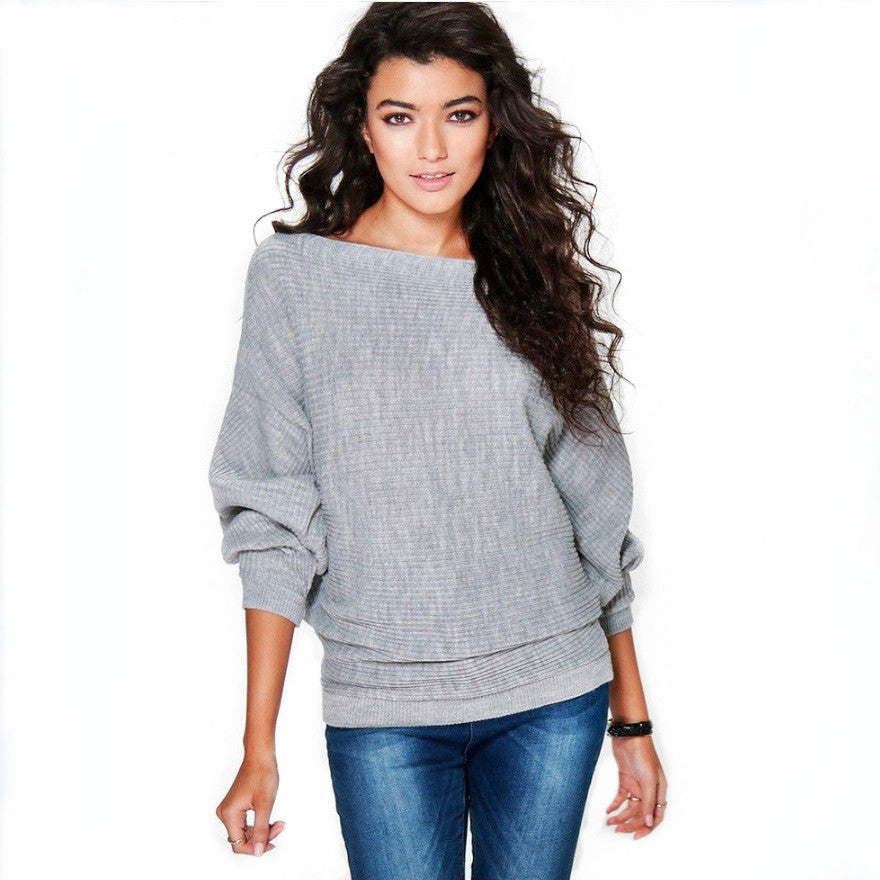 Women's Winter Fashion Loose Batwing Sleeve Knitted Sweaters