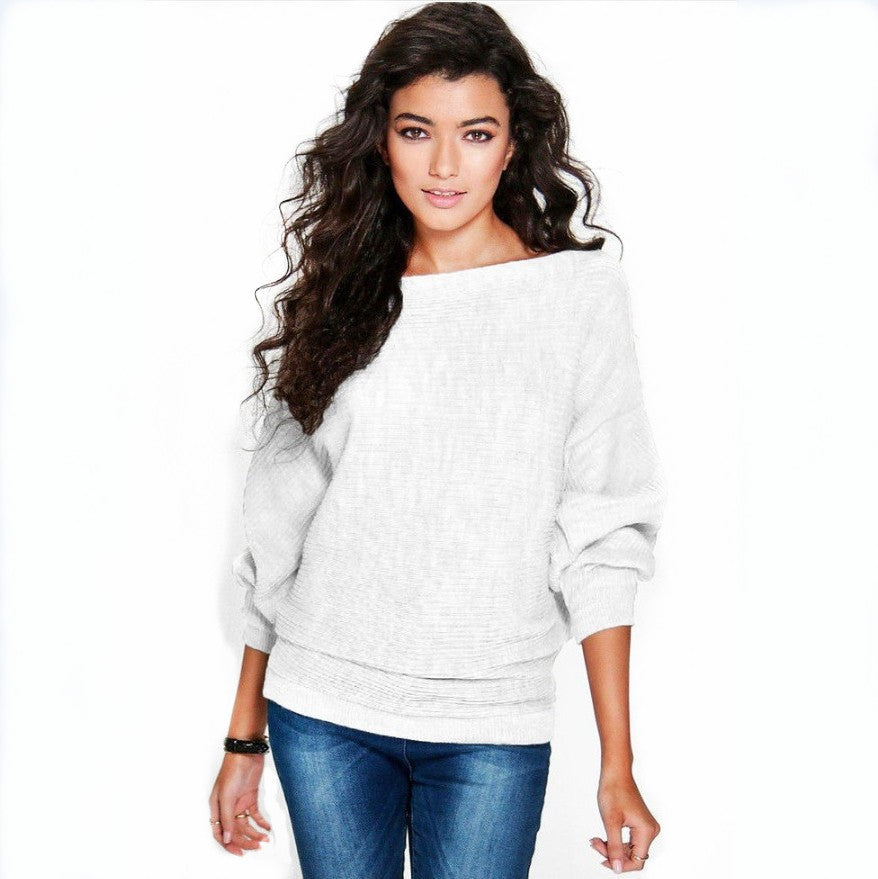 Women's Winter Fashion Loose Batwing Sleeve Knitted Sweaters