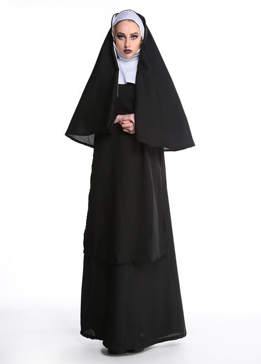 Robe cléricale noire pour femme Costumes de nonne du père Maria