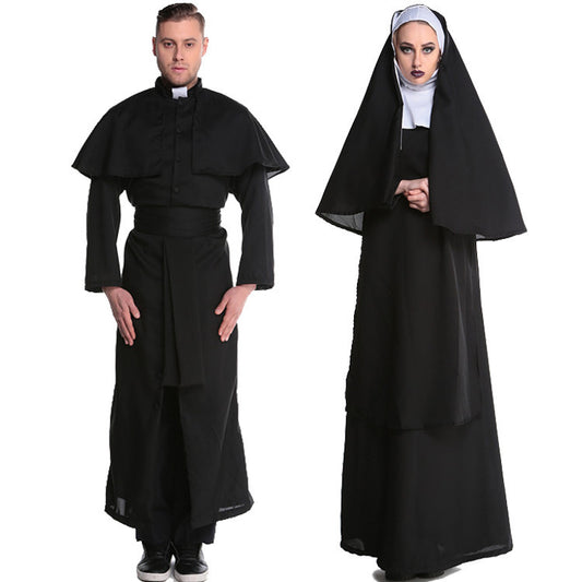 Robe cléricale noire pour femme Costumes de nonne du père Maria