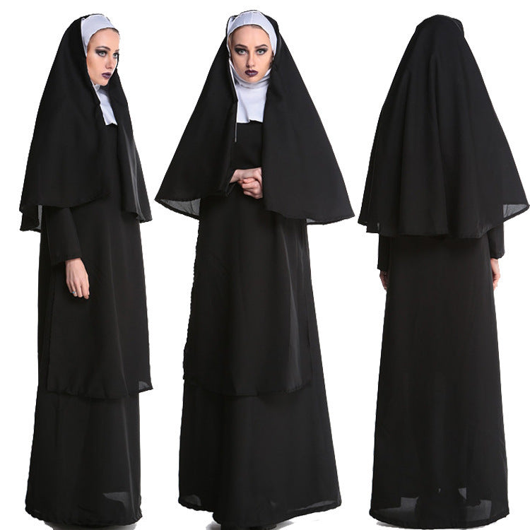 Robe cléricale noire pour femme Costumes de nonne du père Maria