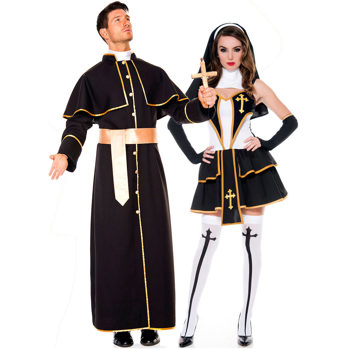 Women's & Men's & Couple Robe Clerical Dress Priest Costumes