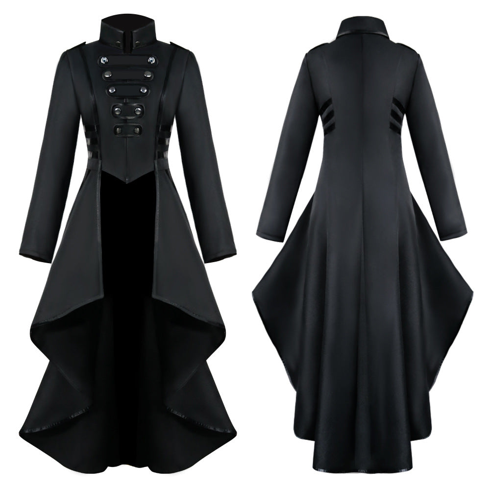 Robe d'Halloween pour femme avec col et ourlet irrégulier, costume long vintage