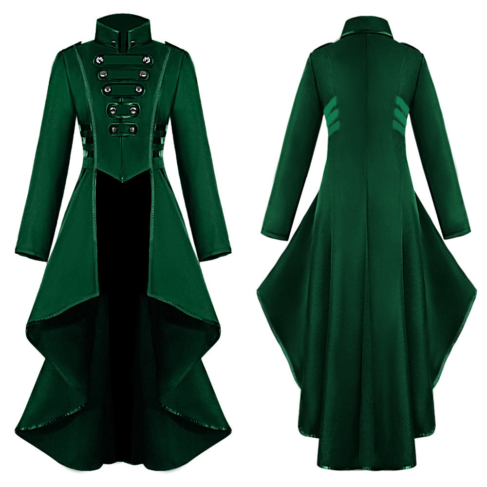 Robe d'Halloween pour femme avec col et ourlet irrégulier, costume long vintage