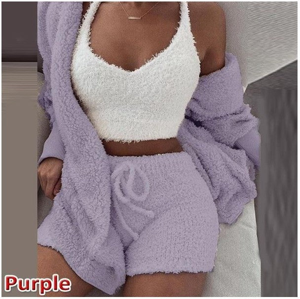 Women's Winter Plush Homewear Casual Pajamas Long Sleeve Suits