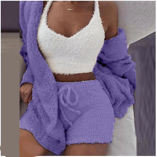 Women's Winter Plush Homewear Casual Pajamas Long Sleeve Suits