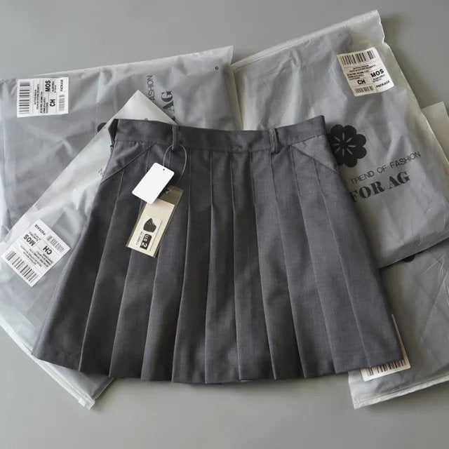 High Waist Preppy Style Quality Cotton Blend Skirts