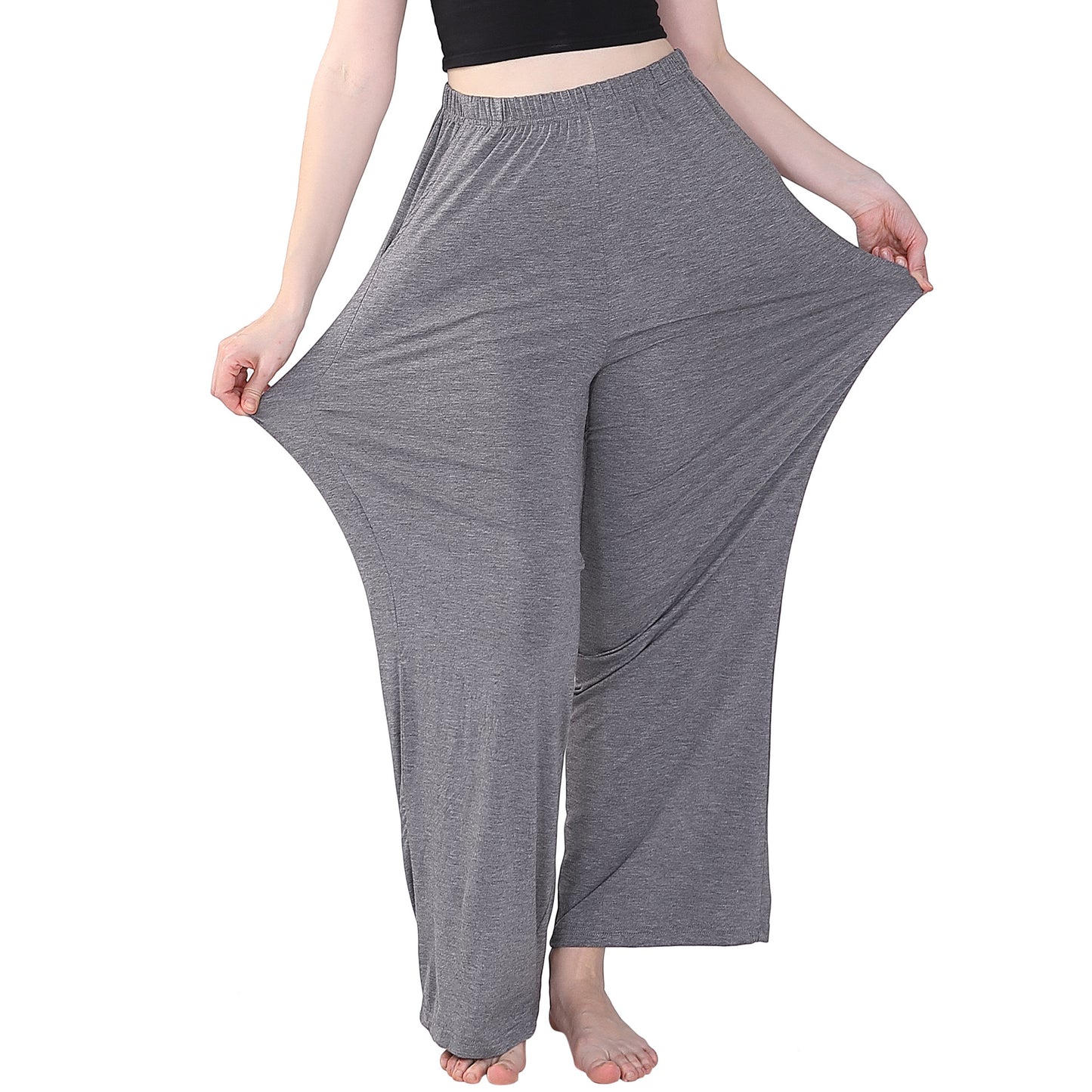 Pantalon décontracté à jambe large pour femme avec drapage à la maison