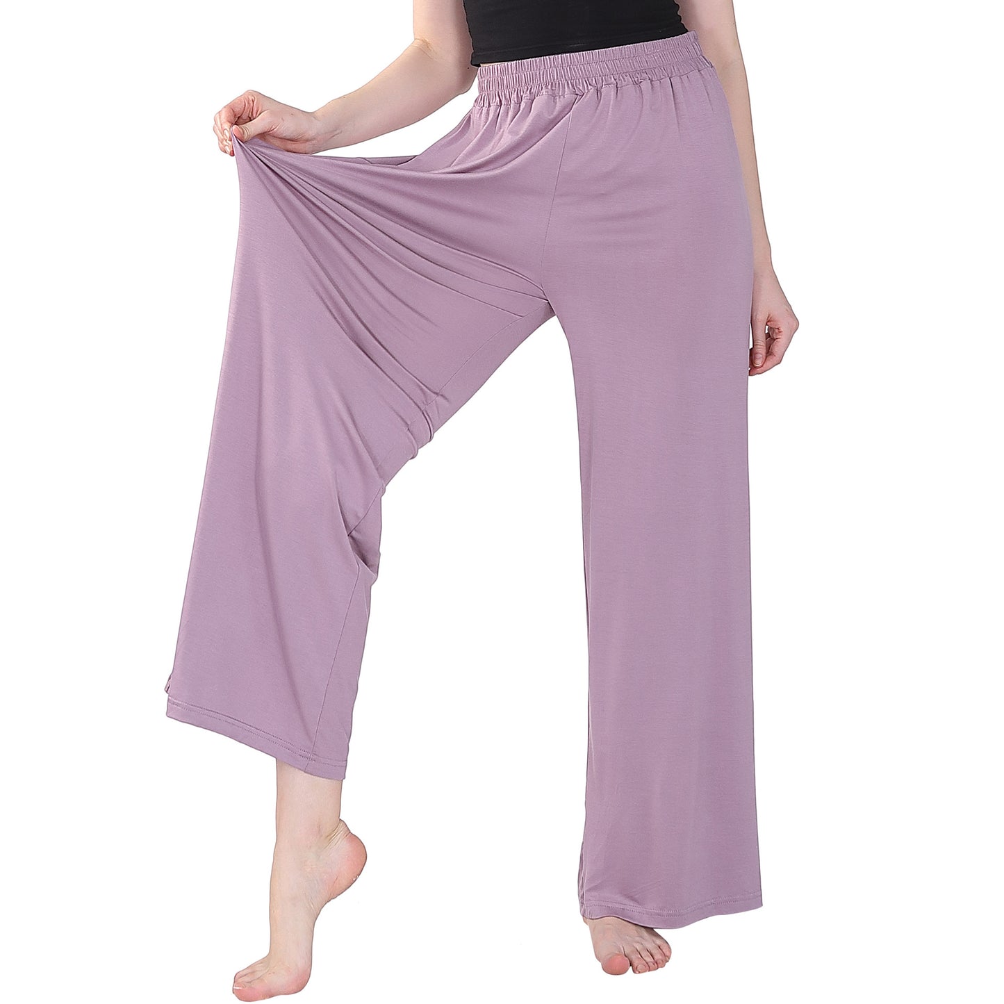 Pantalon décontracté à jambe large pour femme avec drapage à la maison