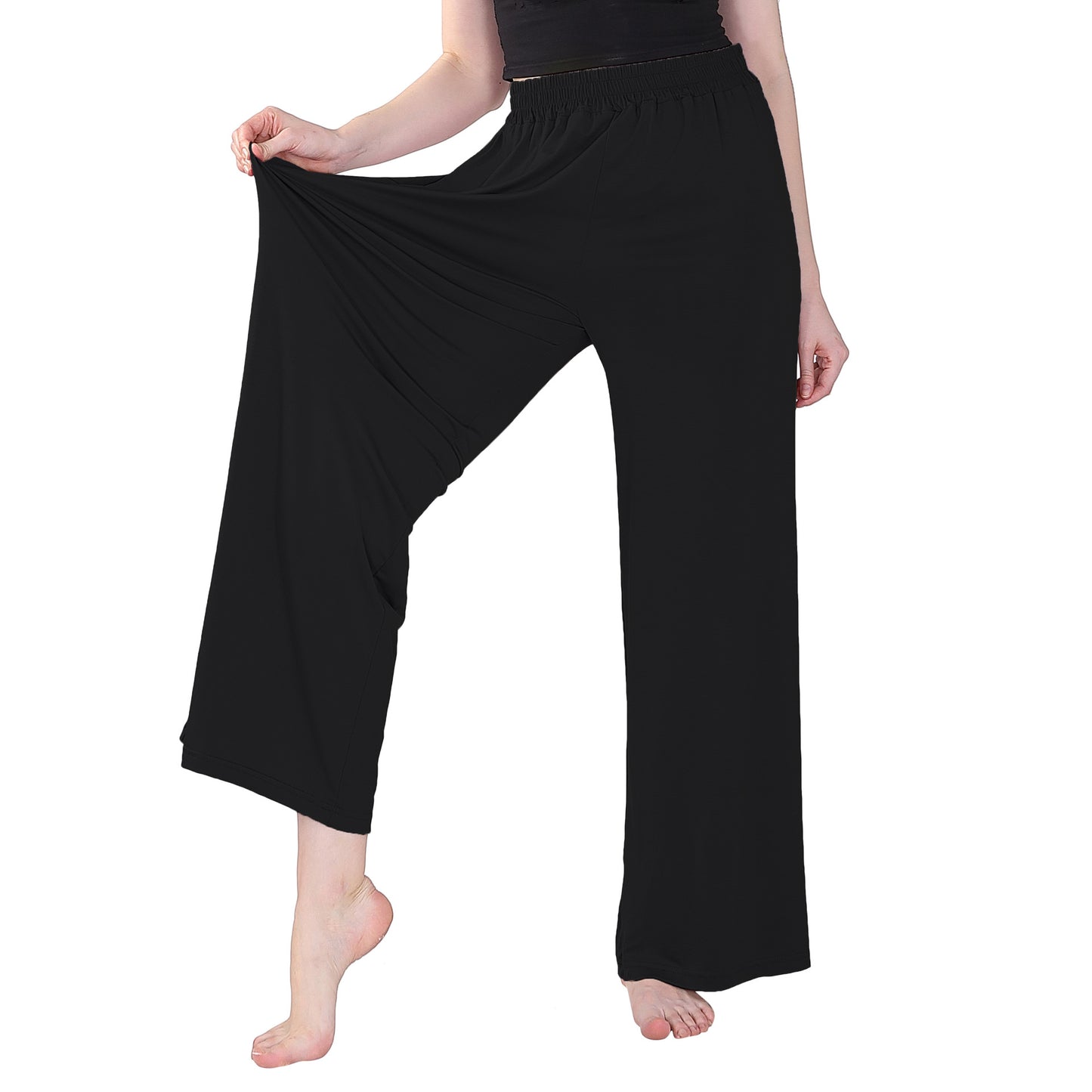 Pantalon décontracté à jambe large pour femme avec drapage à la maison