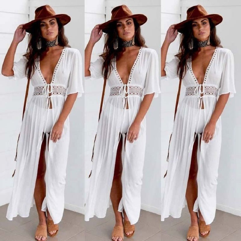 Comfortable Glamorous Lace Chiffon Beach Swimsuit Blouses