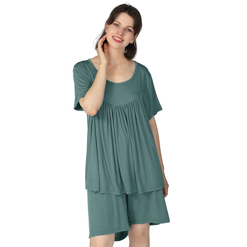 Women's Casual Loose Stretch Cotton Home Two-piece Plus Size