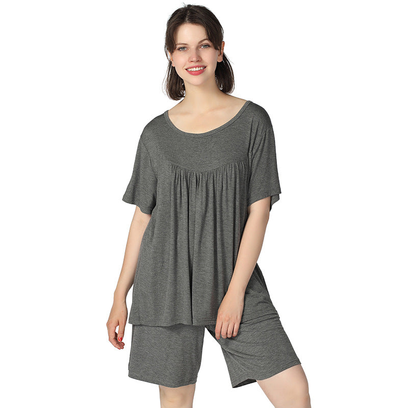 Women's Casual Loose Stretch Cotton Home Two-piece Plus Size