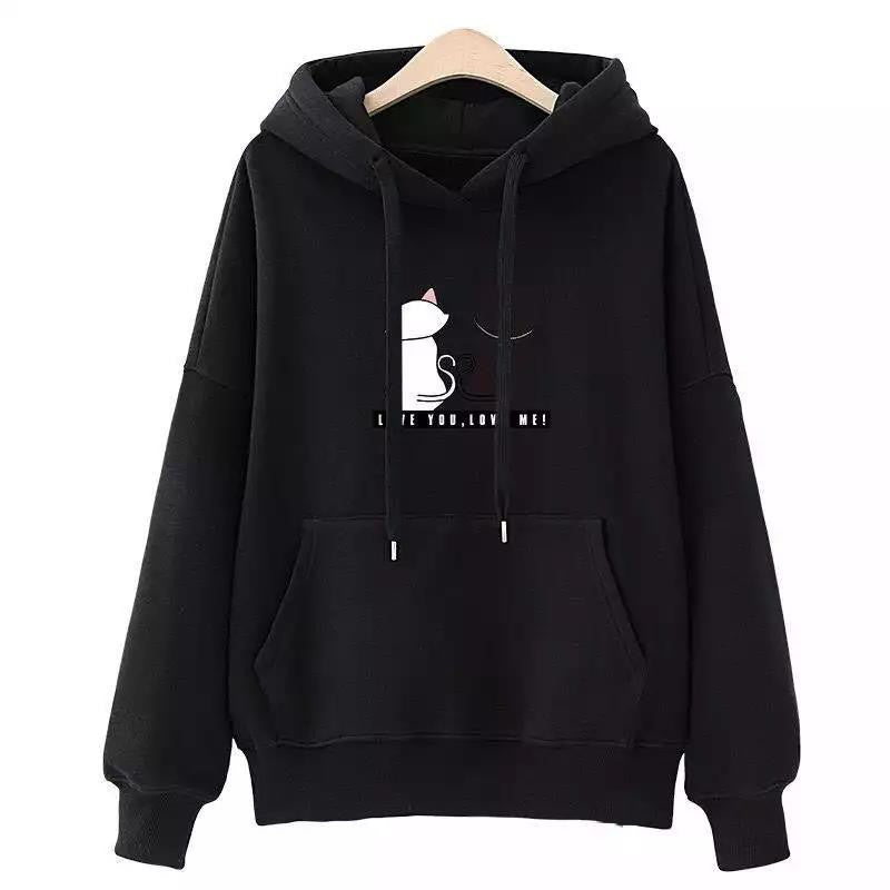 Women's Hooded Fleece-lined Thick Fashion Loose Pullover Sweaters