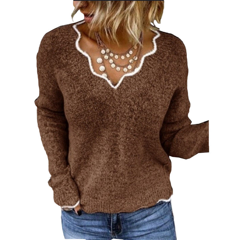 Women's V-neck Knitted Cute Multi-color Pullover Sweaters