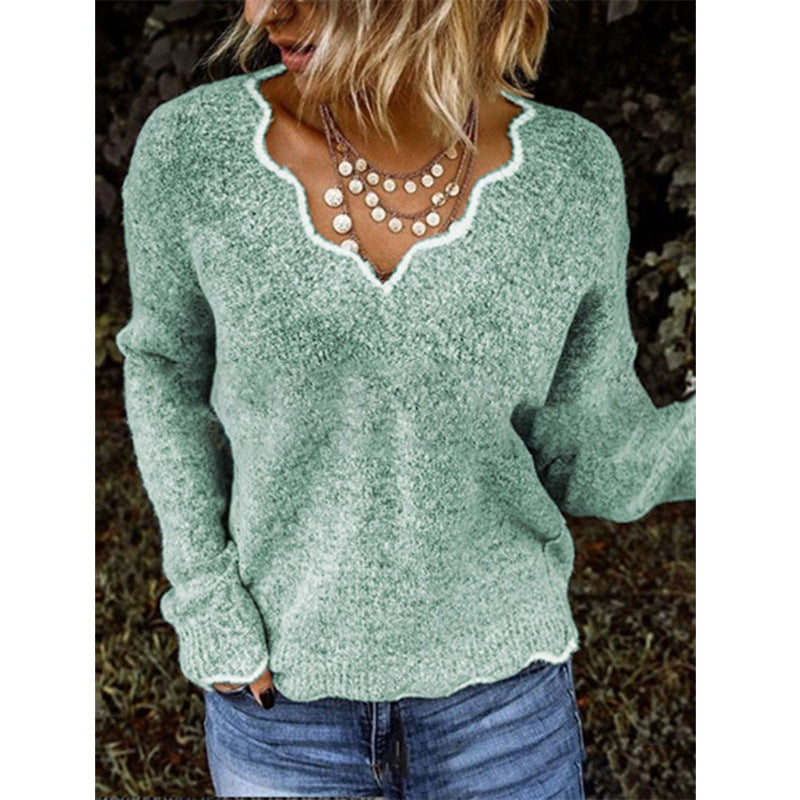 Women's V-neck Knitted Cute Multi-color Pullover Sweaters