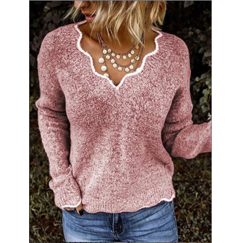 Women's V-neck Knitted Cute Multi-color Pullover Sweaters