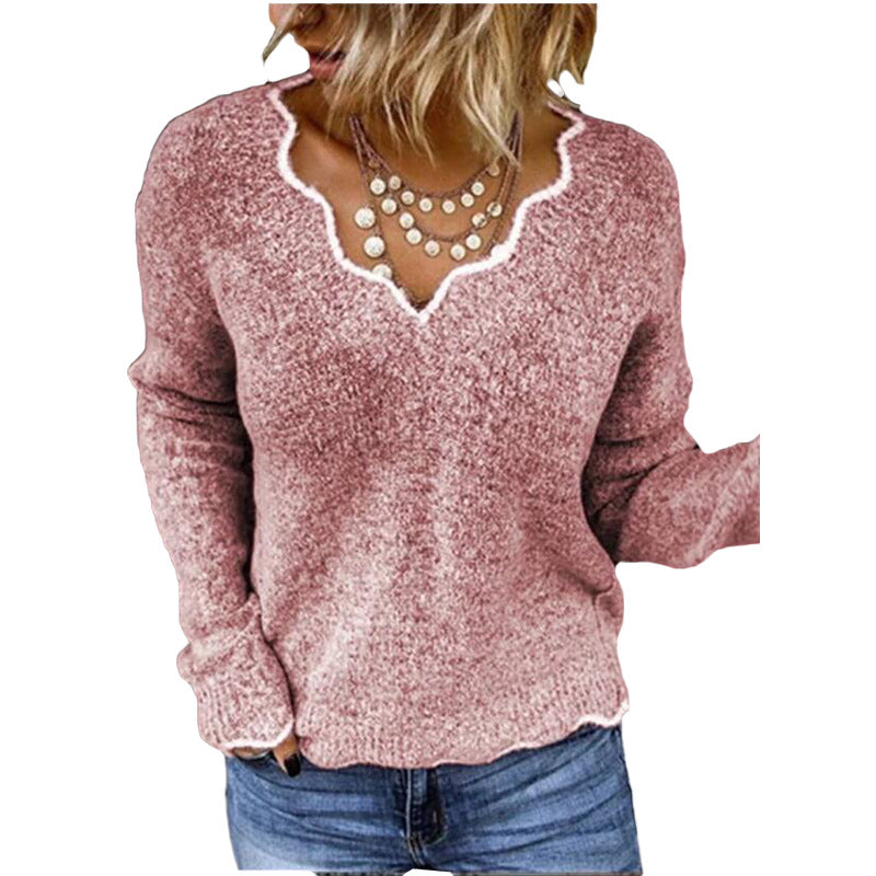 Women's V-neck Knitted Cute Multi-color Pullover Sweaters