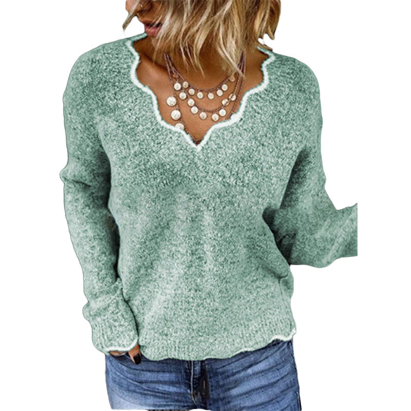 Women's V-neck Knitted Cute Multi-color Pullover Sweaters