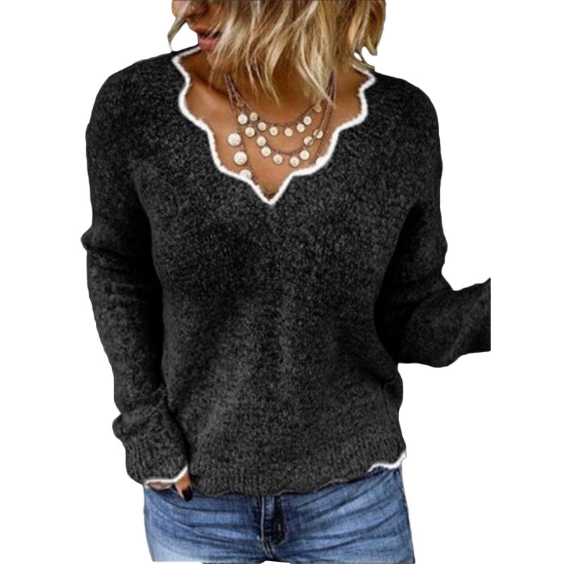 Women's V-neck Knitted Cute Multi-color Pullover Sweaters