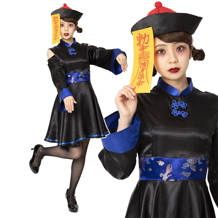 Costumes innovants de robe cheongsam de crâne d'Halloween pour femmes