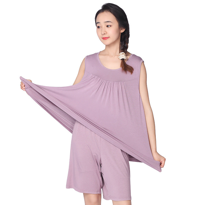 Women's Casual Loose Stretch Cotton Home Two-piece Plus Size