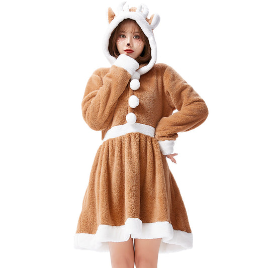 Robe d'animal mignon kaki élan costumes amples