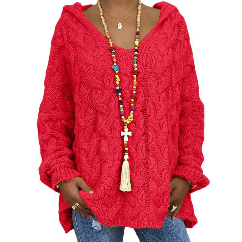 Popular Solid Color Twist Knitted Hoodie Sweaters