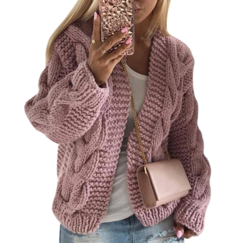 Classy Women's Rough Thick Twist Knitted Sweaters