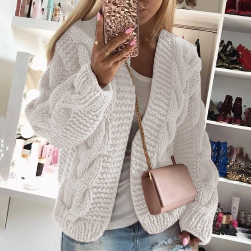 Classy Women's Rough Thick Twist Knitted Sweaters