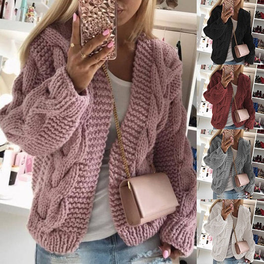 Classy Women's Rough Thick Twist Knitted Sweaters