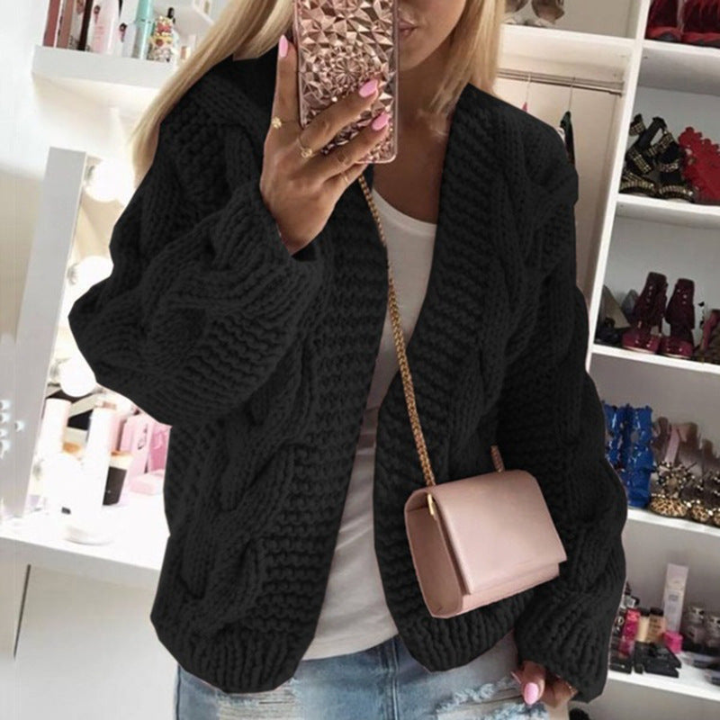 Classy Women's Rough Thick Twist Knitted Sweaters