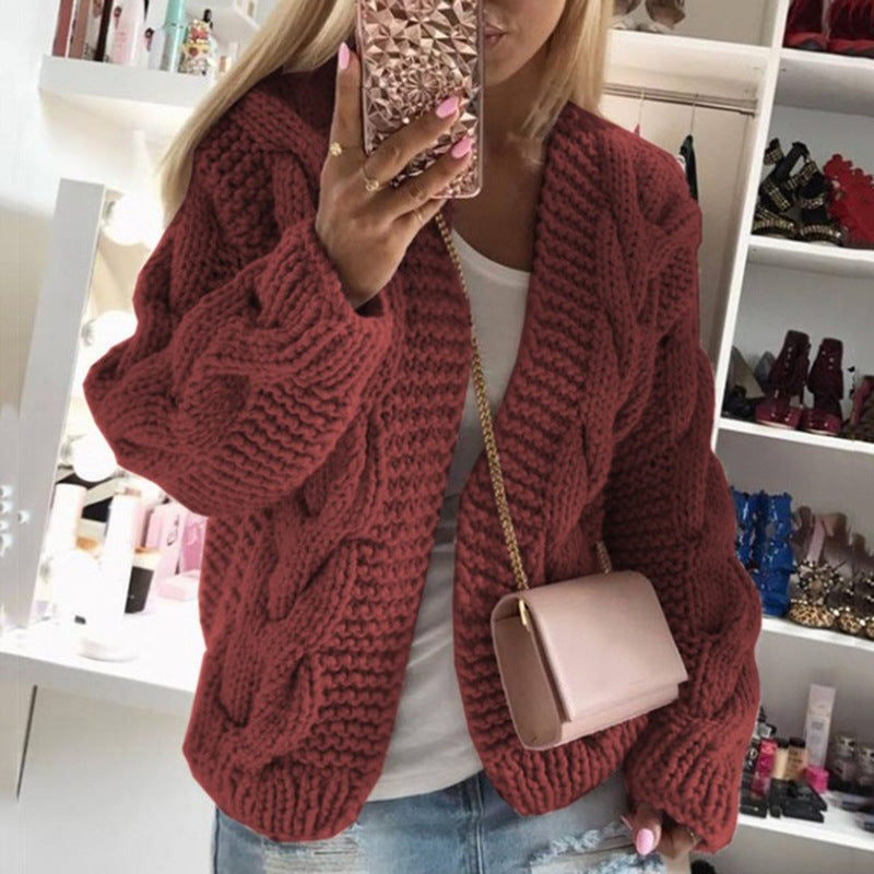 Classy Women's Rough Thick Twist Knitted Sweaters