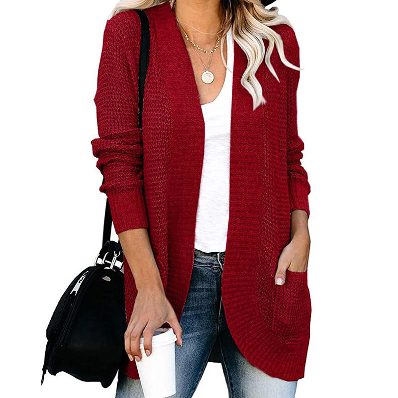 New Women's Popular Curved Large Pocket Sweaters