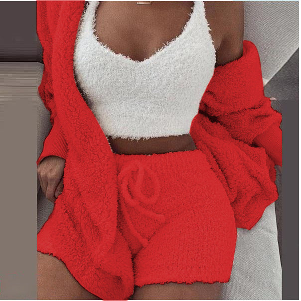 Women's Winter Plush Homewear Casual Pajamas Long Sleeve Suits