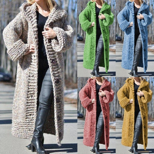 Versatile Creative Women's Hooded Thickened Long Sweaters