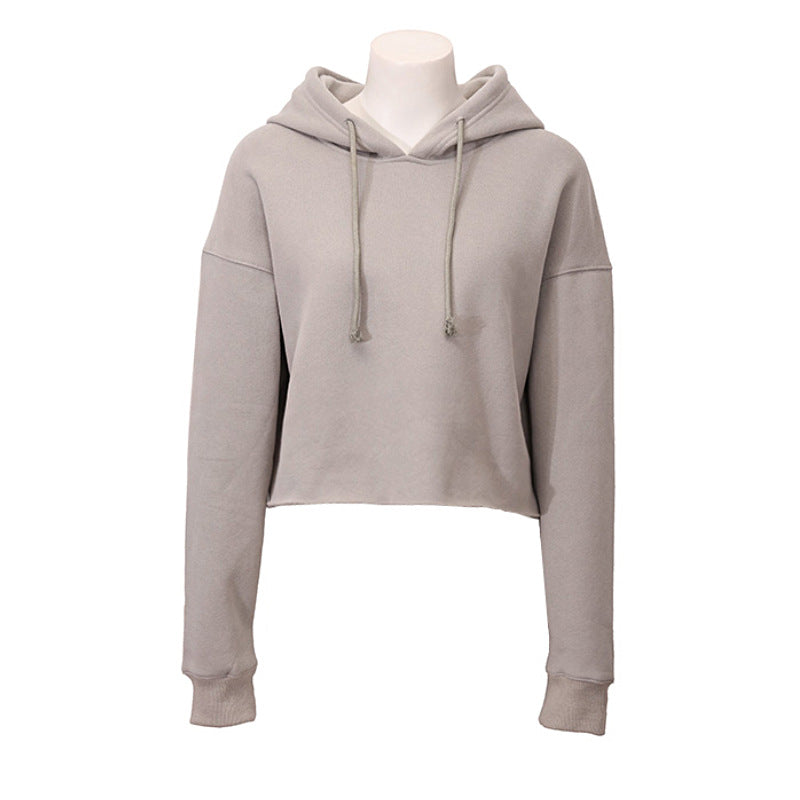 Women's Sports Fleece-lined Pullover Hoodie Personality Bare Sweaters