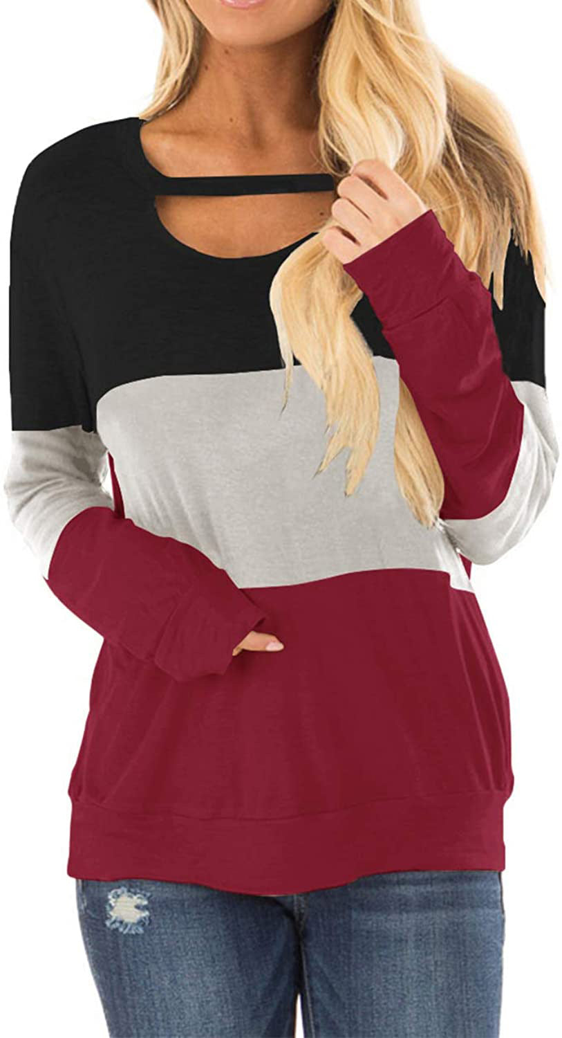 Women's Multicolor Hoodie Hollow-out Long Sleeve Round Sweaters