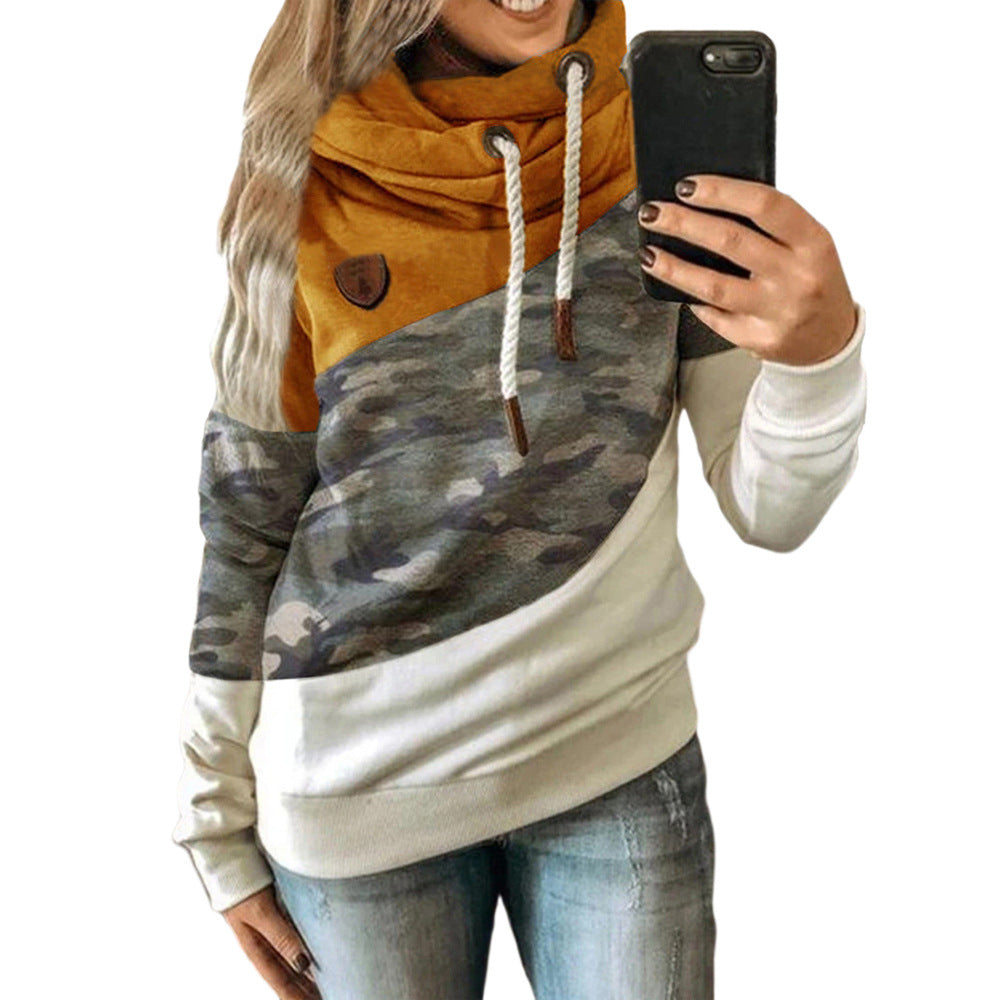 Unique Women's Stitching Hooded Fleece Loose Sweaters