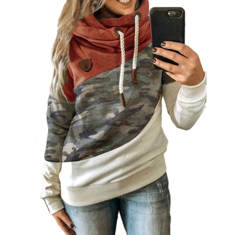 Unique Women's Stitching Hooded Fleece Loose Sweaters